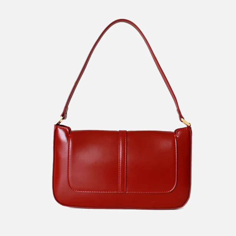genuine Leather women shoulder bag cowhide material black