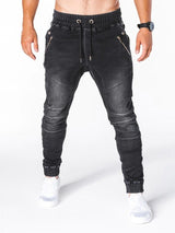 Men's Black Zippered Street Jeans