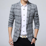 Men's Grey Plaid Tweed Blazer