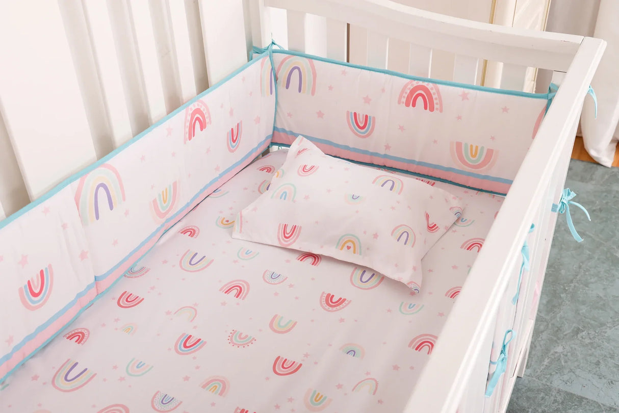 pink rainbow pcs Baby Crib Bedding Set Girls