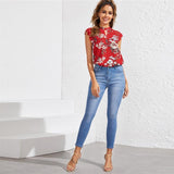 Sevyn Orchid Blouse  Coral Red