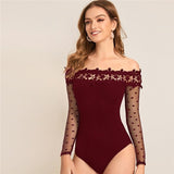 Ursula Lace Bodysuit  Maroon