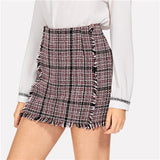 Journi Frayed Mini Skirt - Red