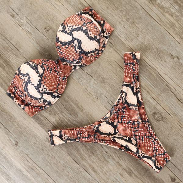 Ophelia Bikini Set  Brown Snakeskin