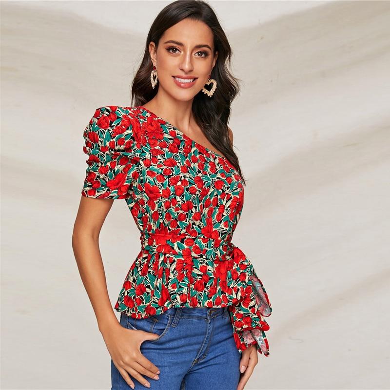 Renee Calico Blouse  Red