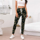 Multicolor Knot Waist Tape Sideseam Camo Pants