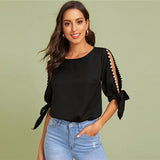 Ingrid Open Sleeve Blouse - Black