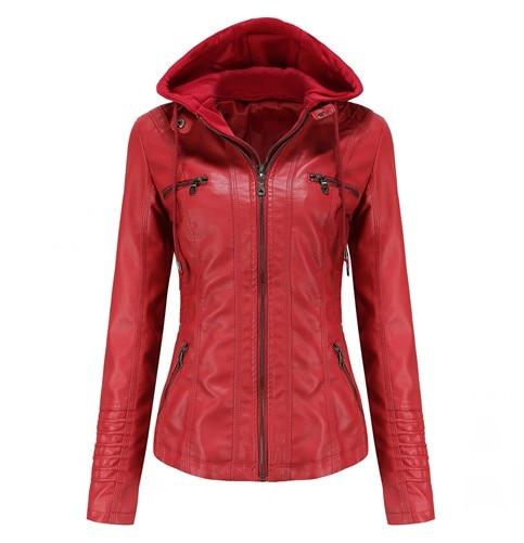 Paulie Vegan Leather Jacket  Red