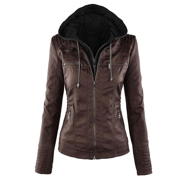 Paulie Vegan Leather Jacket  Coffee Brown