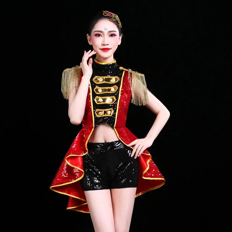 stage costume red tassels bikini costumes nightclub bar