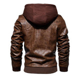 Dark Brown Men's Hooded Motorcycle Jacket