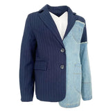 yuerwang 2023 Spring Women Blazer Jacket Asymmetrical Denim